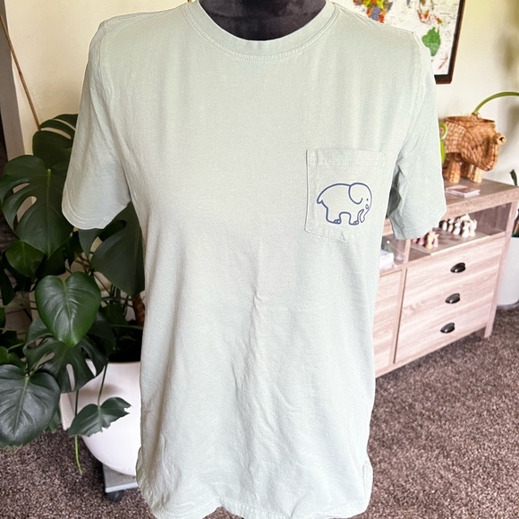 ivory ella Tops - Ivory Ella Green Short Sleeve Tee with Elephant Graphic